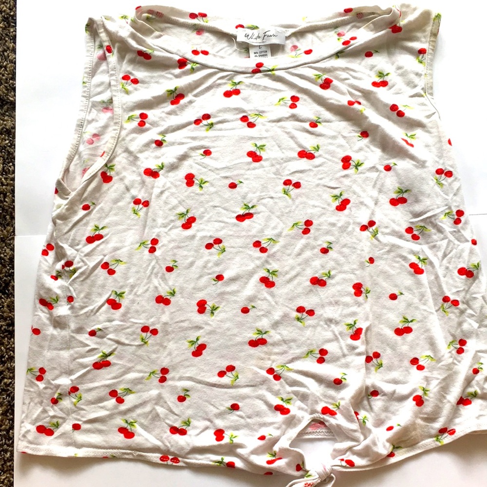 Small white cherry tank top.